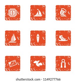 Interactive currency icons set. Grunge set of 9 interactive currency vector icons for web isolated on white background