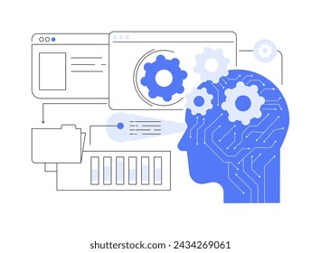 Visualización de datos interactiva por ilustración vectorial de concepto abstracto AI. Análisis de datos. Genere visualizaciones de datos interactivas y visualmente atractivas. Tecnología AI. metáfora abstracta.