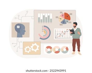 Interactive Data Visualization by AI abstract concept vector illustration. Data Analysis. Generate interactive and visually appealing data visualizations. AI Technology. abstract metaphor.