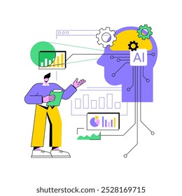 Interactive Data Visualization by AI abstract concept vector illustration. Data Analysis. Generate interactive and visually appealing data visualizations. AI Technology. abstract metaphor.