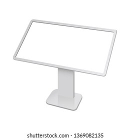 Interactive Digital Table With Blank Touch Screen - Side View. Vector Illustration