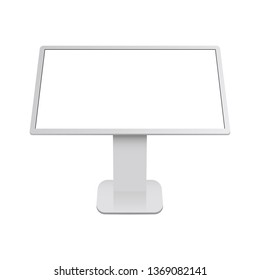 Interactive Digital Table With Blank Touch Screen - Front View. Vector Illustration