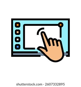 interactive display screen social robotics color icon vector. interactive display screen social robotics sign. isolated symbol illustration