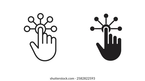 Interactive filled and outlined icons vectors on white background