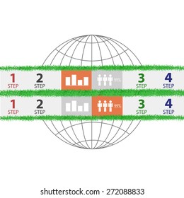 Interactive graphics on grass background with elements of infographics