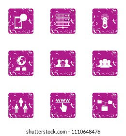 Interactive guard icons set. Grunge set of 9 interactive guard vector icons for web isolated on white background