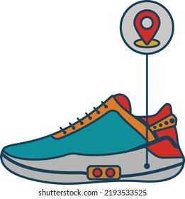 Interactive Haptic Footwear Vector Icon Design, Wearable Technology Symbol, Personal Internet Of Things Sign, Tech Togs Stock Illustration, Smart Shoe Concept