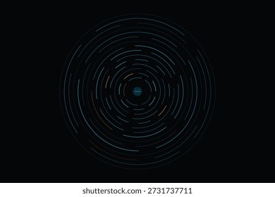 Uma interface de usuário de anel holográfico interativa com acentos azuis brilhantes é projetada para computação espacial e visualização de dados de realidade aumentada.