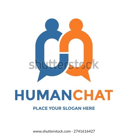 Interactive human chat logo forming communication bubbles from abstract people. Great for social networks and forums.