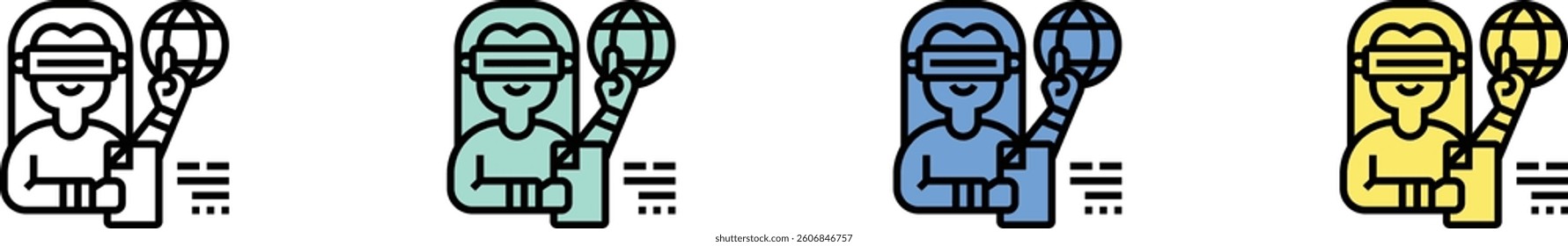 interactive icon. Outline, Green, Blue and Yellow Style Design Isolated On White Background