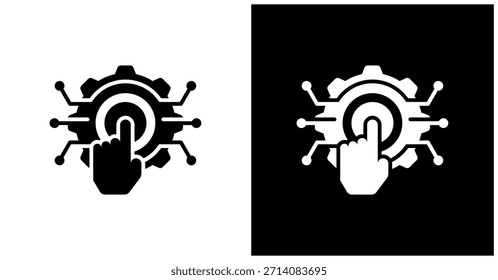 Ícone Interativo Definido Em Plano De Fundo Branco E Preto