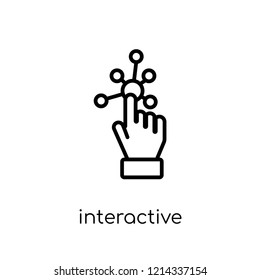 Interactive icon. Trendy modern flat linear vector Interactive icon on white background from thin line Internet Security and Networking collection, editable outline stroke vector illustration