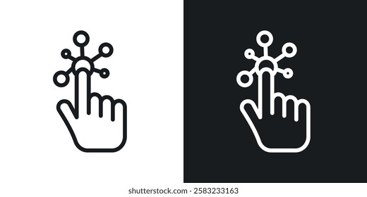 Interactive icons in black and white liner strokes for web design.