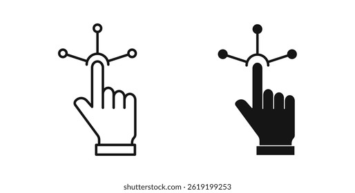 Iconos interactivos en colores negros sobre fondo blanco