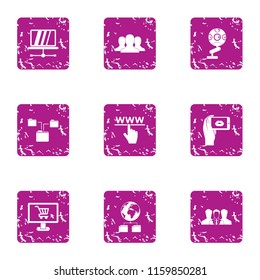 Interactive icons set. Grunge set of 9 interactive vector icons for web isolated on white background