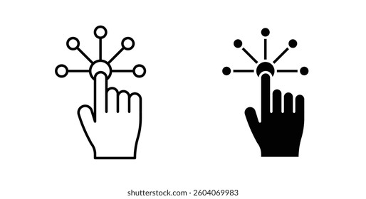 Interactive icons in solid black and outlined style