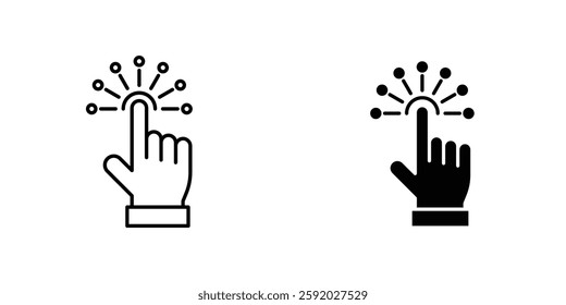 Interactive icons. stroke line and black solid icons