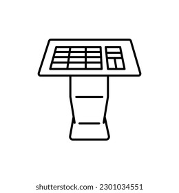 Interactive information kiosk black line icon. Self service counter Pictogram for web page, mobile app, promo.