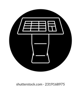 Interaktive Information kiosk schwarze Linie Symbol. Selbstbedienungszähler Piktogramm für Webseiten, mobile App, Promo.