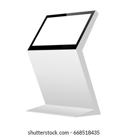 Interactive Informational Kiosk With Blank Screen Isolated. Digital Signage Mockup To Showcase Products, Advertising. Vector Illustration