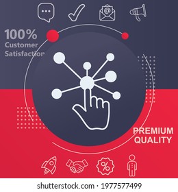 Interactive interface icon. Customize your design with a navy and red colored background template