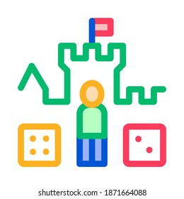 Interactive Kids Castle Personage Vector Sign Icon Thin line. Castle, Character Figure And Glassie Game Children Playing Gaming Items Linear Pictogram. Contour Illustration