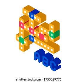 Interactive Kids Game Crossword vector isometric sign. color isolated symbol illustration