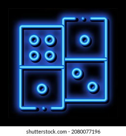 Interactive Kids Game Dominoes neon light sign vector. Glowing bright icon transparent symbol illustration