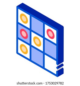 Interactive Kids Game Draughts vector isometric sign. color isolated symbol illustration