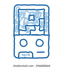 Interactive Kids Video Game sketch icon vector. Hand drawn blue doodle line art isolated symbol illustration