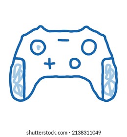 Interactive Kids Video Games Gamepad sketch icon vector. Hand drawn blue doodle line art isolated symbol illustration