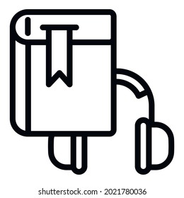 Interactive learning audio book icon. Outline interactive learning audio book vector icon for web design isolated on white background