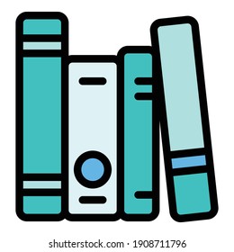 Interactive learning book stack icon. Outline interactive learning book stack vector icon for web design isolated on white background