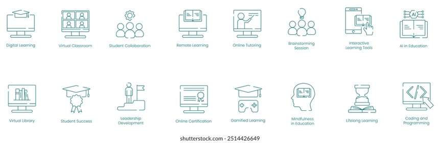 Vektorsymbole für interaktives Lernen und Bildungswachstum
