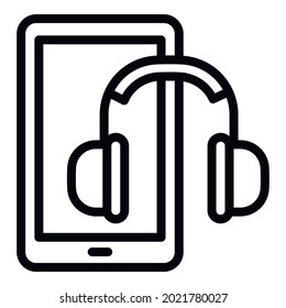 Interactive learning headphones icon. Outline interactive learning headphones vector icon for web design isolated on white background