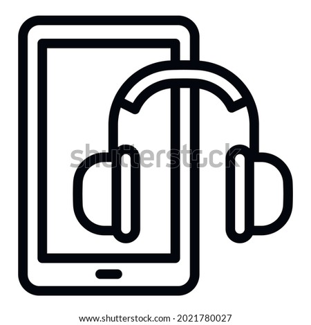 Interactive learning headphones icon. Outline interactive learning headphones vector icon for web design isolated on white background