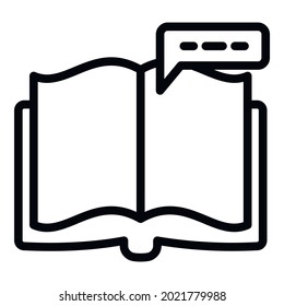 Interactive learning open book icon. Outline interactive learning open book vector icon for web design isolated on white background