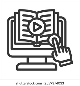 Interactive Learning Outline Icon Vector Illustration