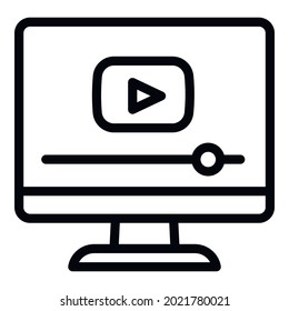 Icono de video de aprendizaje interactivo. Contorno al icono del vector de vídeo de aprendizaje interactivo para el diseño web aislado en fondo blanco