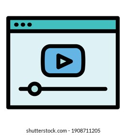Interactive learning video online icon. Outline interactive learning video online vector icon for web design isolated on white background