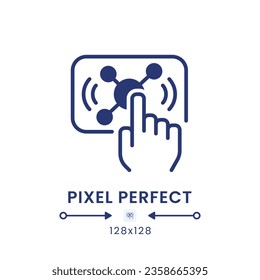 Interactive live streaming black solid desktop icon. Audience engagement. Online broadcast. Pixel perfect 128x128, outline 4px. Silhouette symbol on white space. Glyph pictogram. Isolated vector image