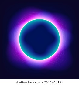 Anillo interactivo de luz de neón Interfaz de asistente de IA futurista Sistema de reconocimiento de voz Interfaz de usuario de dispositivo inteligente Efectos digitales brillantes