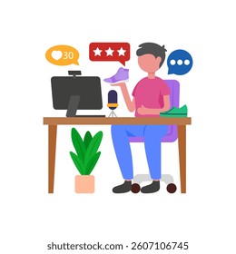 Interactive Product Selling Stream Flat Vector Illustration
