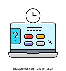 plataforma de educação de teste interativo cor ícone vetor. interative quiz educação plataforma sinal. ilustração de símbolo isolado