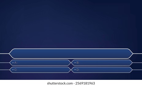 Interactive quiz game interface with a question and four choice answers on a blue background.