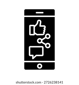 Interface de smartphone de mídia social interativa isolada no fundo branco