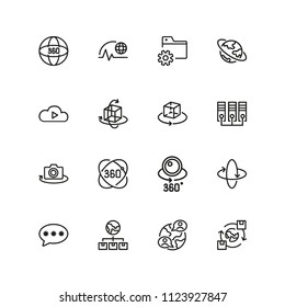 Interactive system icons. Set of line icons. Cloud service, virtual reality, social media. Internet technology concept. Illustration can be used for topics like internet technology, network, apps.