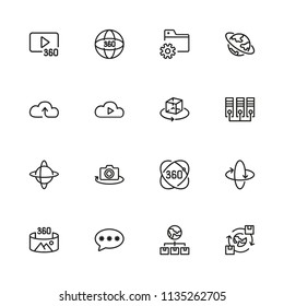 Interactive system icons. Set of line icons. Cloud service, virtual reality, social media. Internet technology concept. Illustration can be used for topics like internet technology, network, apps.
