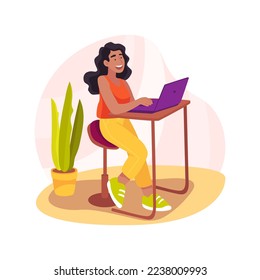 Interactive textbook isolated cartoon vector illustration. Interactive learning, digital textbook, student typing on computer, fill in form online, homeschool education material vector cartoon.