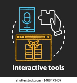 Interactive tool chalk concept icon. Customer engaging media content, bonuses. Marketing tool idea. Engagement increasing. Vector isolated chalkboard illustration